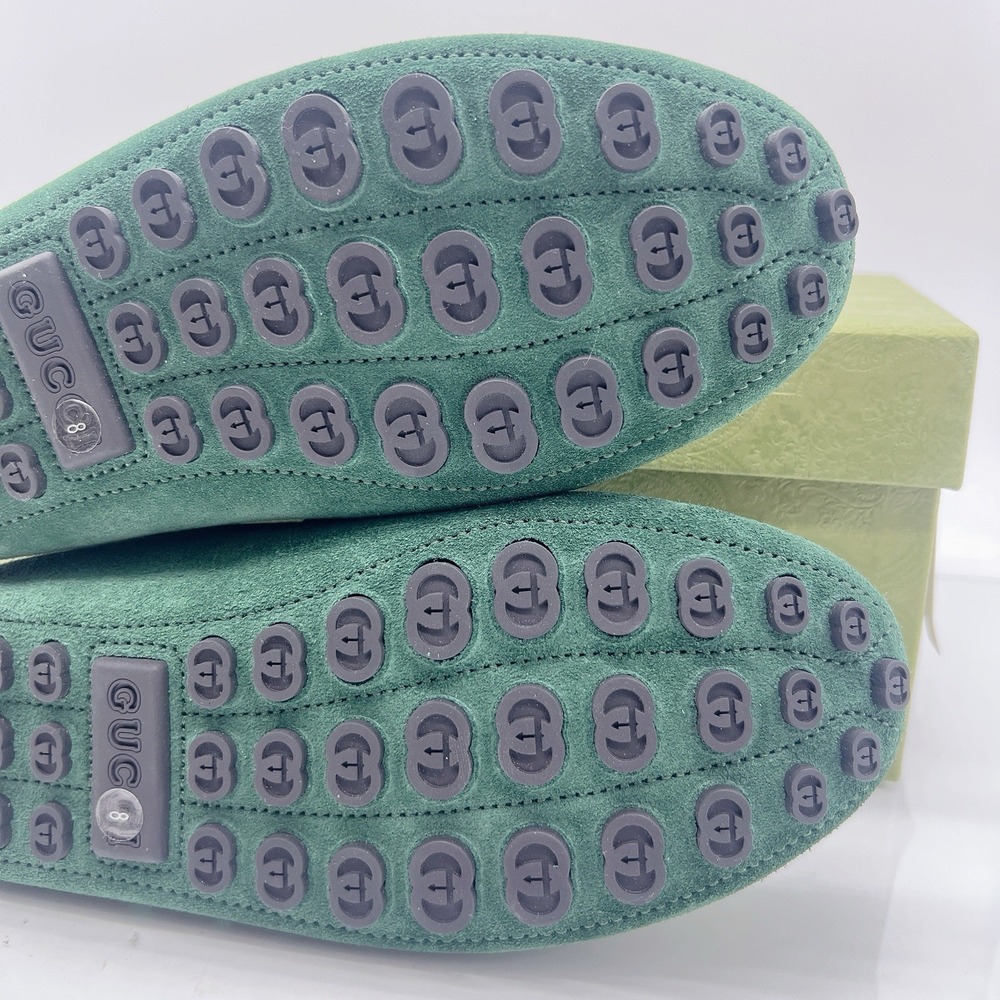 Gucci Men's Driver Loafers Moccasin GG Horsebit Vintage Green Suede UK 8 US 8.5 - Picture 13 of 15